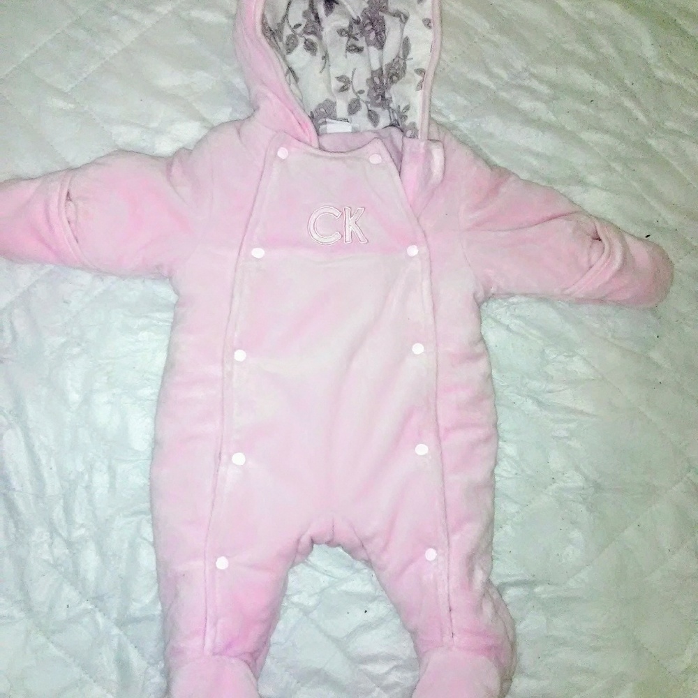 Calvin Klein baby girl winter bunting pink